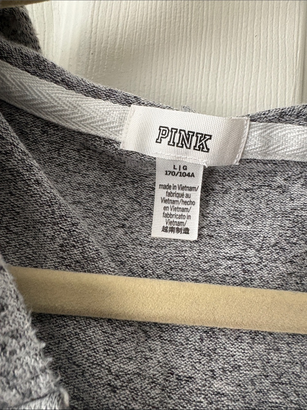 PINK by Victoria's Secret Gray white striped lightweight soft Zip-Up Hoodie L - Picture 3 of 4